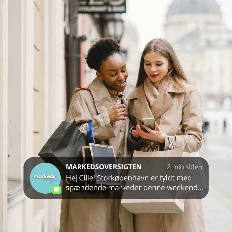 to kvinder kigger  på mobil med shoppingposer