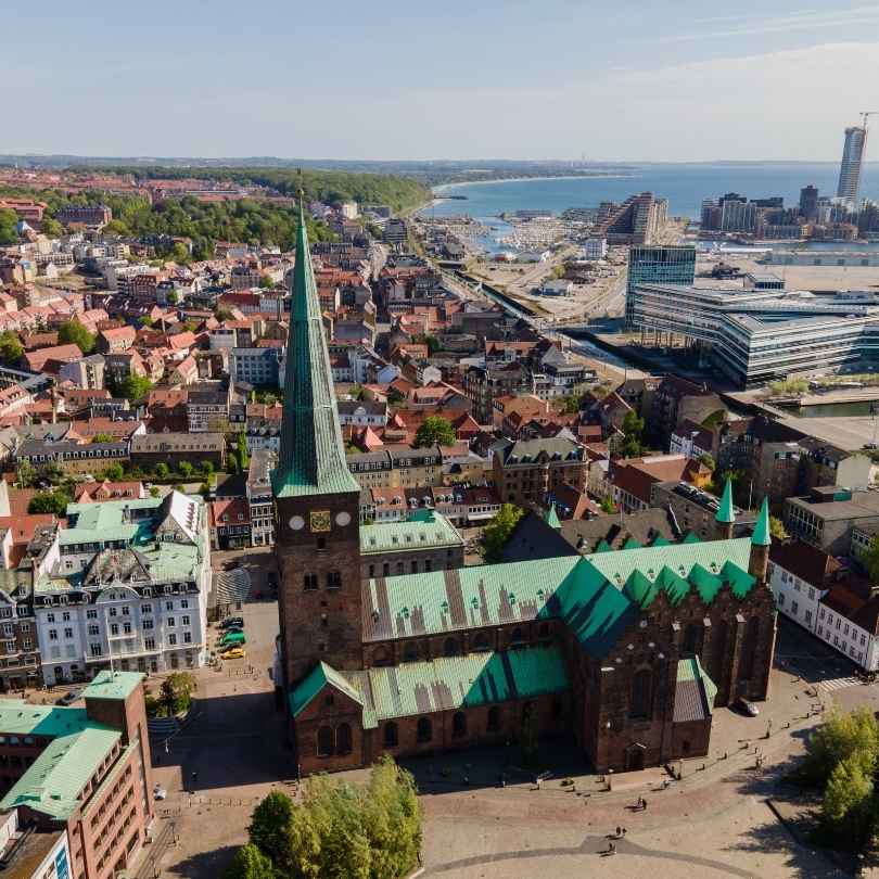 aarhus midtby fra fugleperspektiv